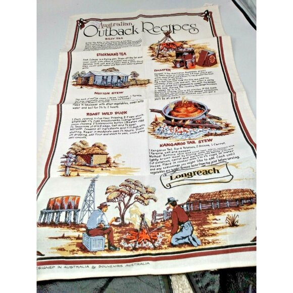TEA TOWEL AUSTRALIAN OUTBACK RECIPES Design Hand Cloth Cooking - Picture 1 of 9